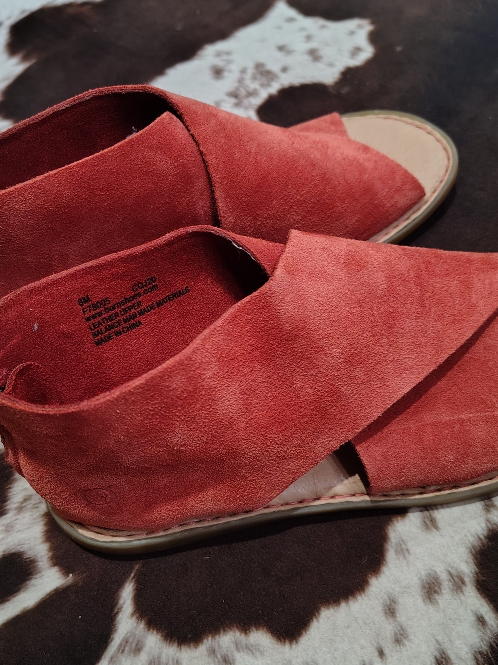 Born Women's Iwa Suede Open-Toe Sandals in Rust - Picture 2 of 5
